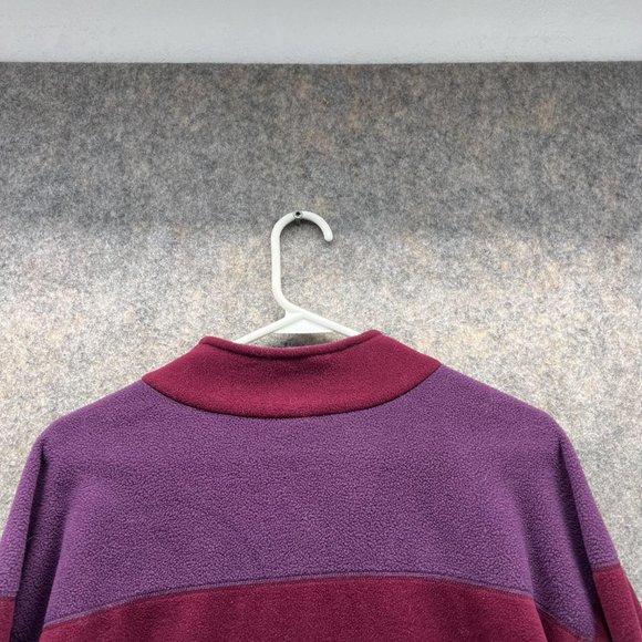 LL Bean Sweater Men Large Burgundy 1/4 Zip Sweatshirt Warm Outdoors Fleece VTG - Picture 11 of 12